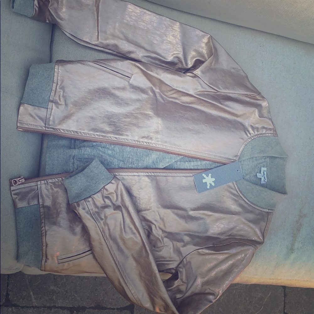 Splendid sz 14 girlrose gold faux leather bomber